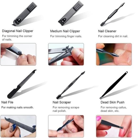 Manicure Pedicure Set-Nail Clippers Toenail Clipper Kit Includes Cuticle Remover - Picture 6 of 6